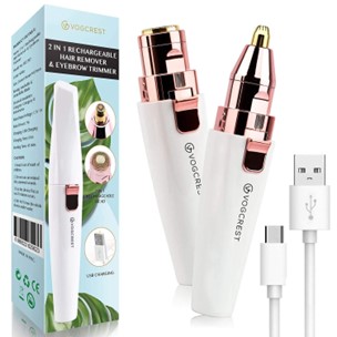 VOGCREST Rechargeable Eyebrow Trimmer & Facial Hair Remover for Women
