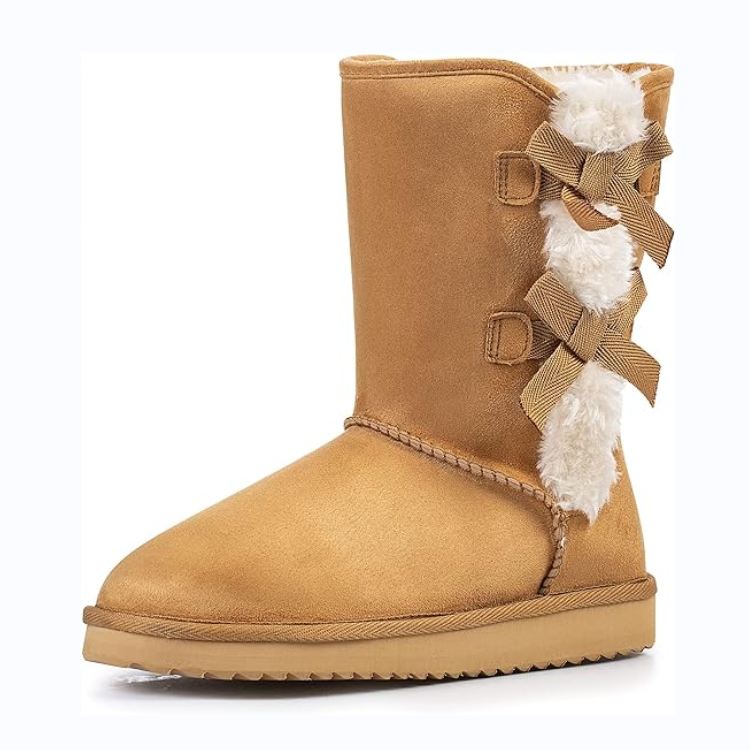 KRABOR Womens Suede Snow Boots