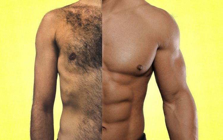 Chest Hair Before and After Shaving