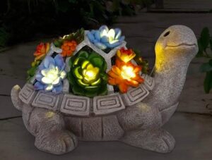 Nacome Solar Garden Outdoor Statues Turtle with Succulent and 7 LED Lights
