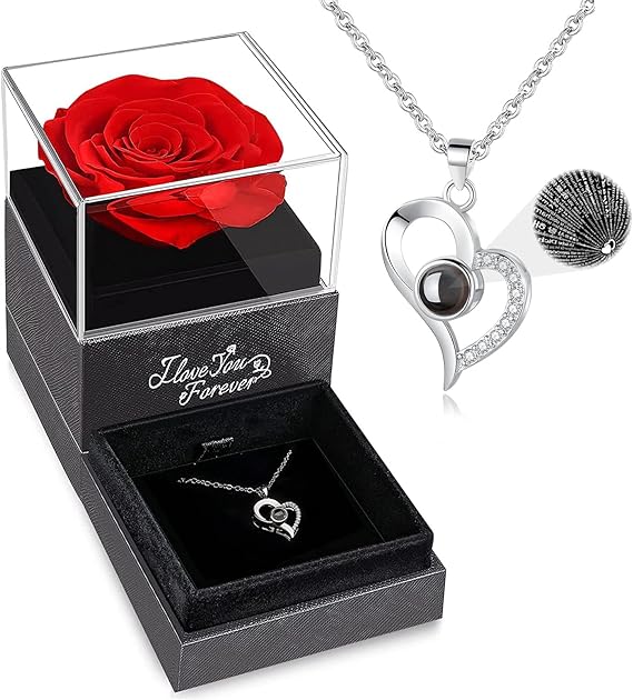 WILDLOVE Preserved Real Rose Necklace