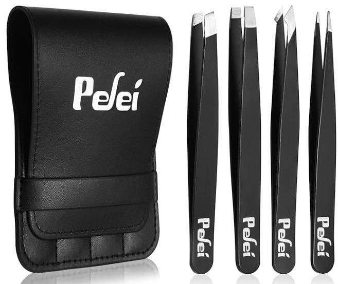 Pefei Tweezers Set - Professional Stainless Steel Tweezers for Ingrown Hair Removal